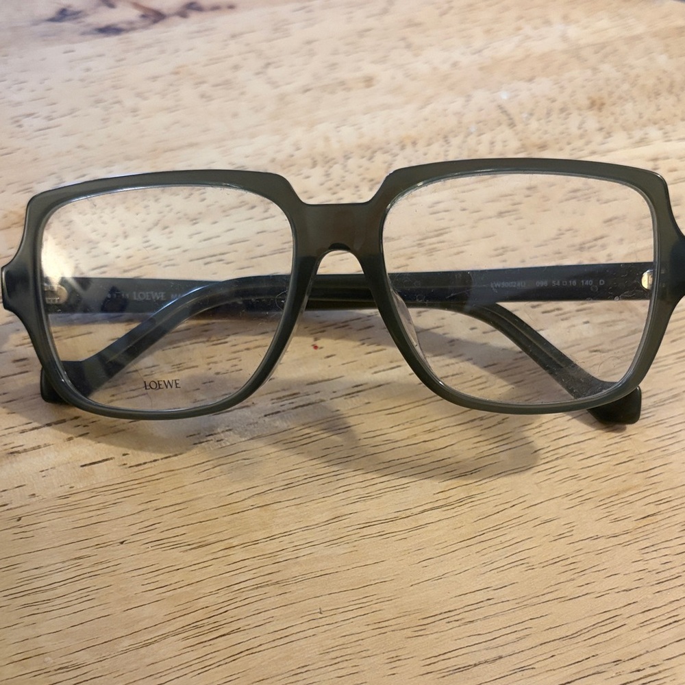 Loewe Translucent Olive Green Rectangular Eyeglasses